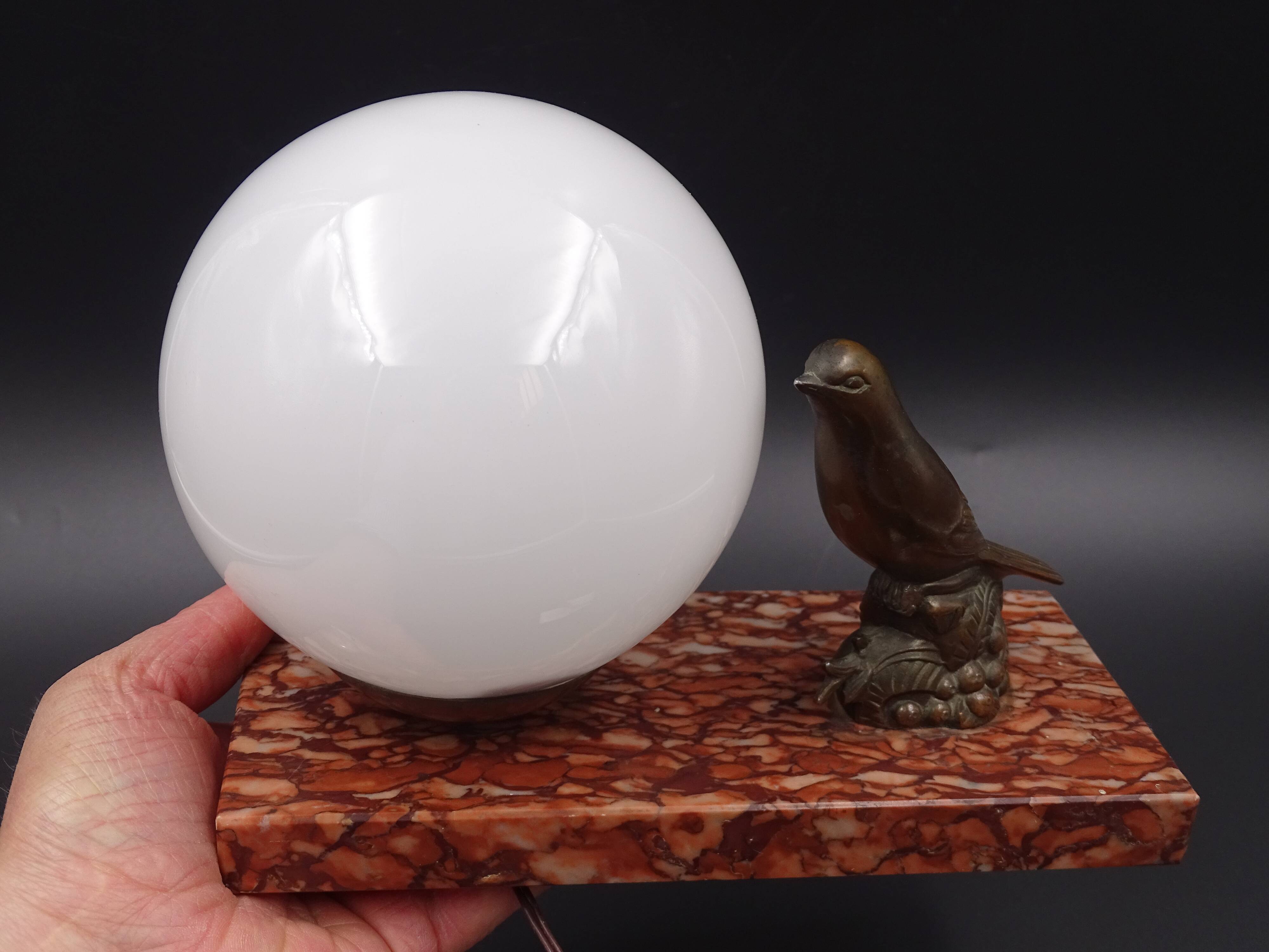 Table lamp "the little bird", marble base, circa 1950