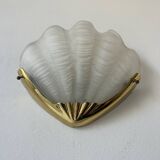 Vintage wall lamp, brass and sandblasted glass, France 1960