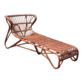 chaise longue vintage en rotin 1970 Viggo Boesen