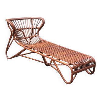 vintage rattan chaise longue 1970 Viggo Boesen