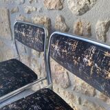 Set of 2 renovated black velvet chairs
