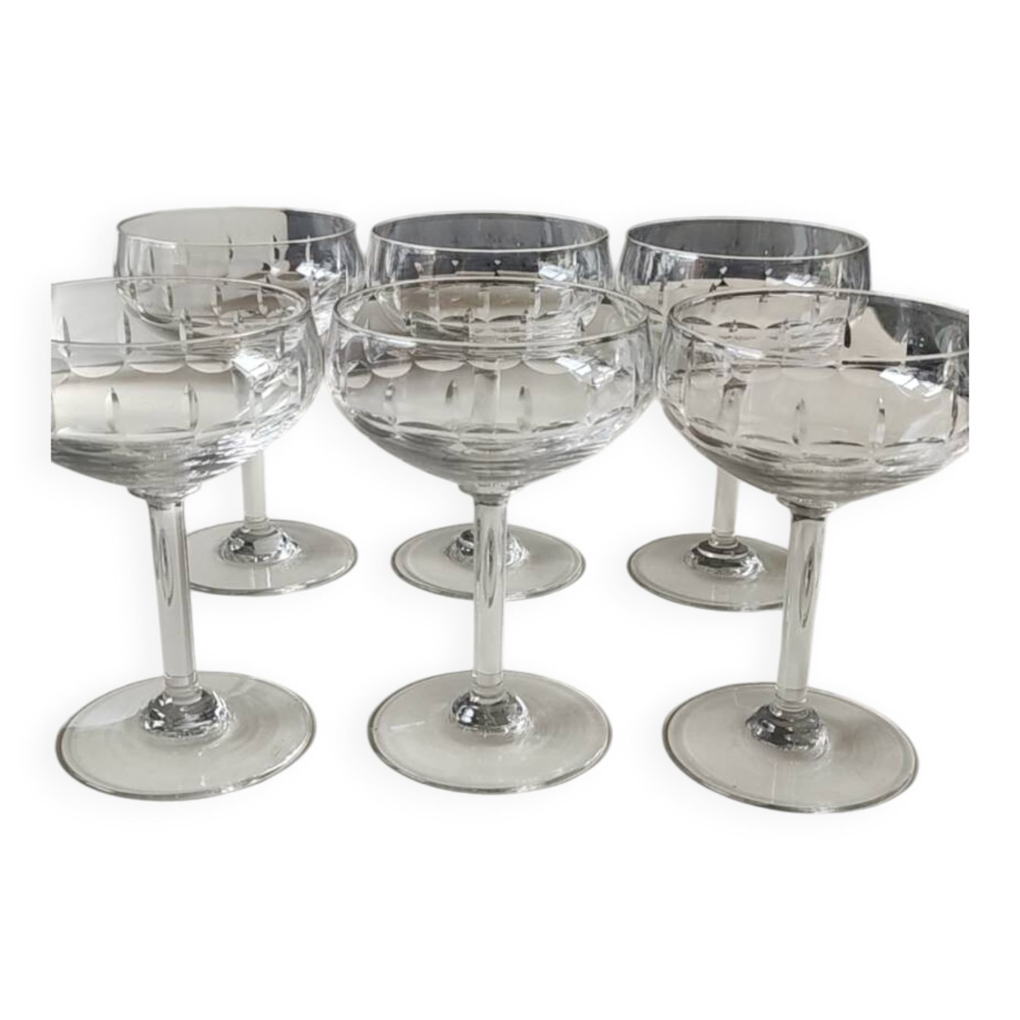 Lot of 6 x Champagne Coupes/Verreries Doyen. Art Deco. In half crystal.