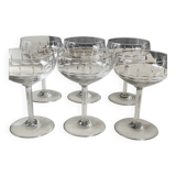 Lot of 6 x Champagne Coupes/Verreries Doyen. Art Deco. In half crystal.