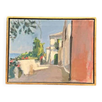 Original Swedish Oil on Canvas – “Town” by Mats Rydstern – Signed – Vintage & Framed – 37 × 49 cm (14.6" × 19.3")