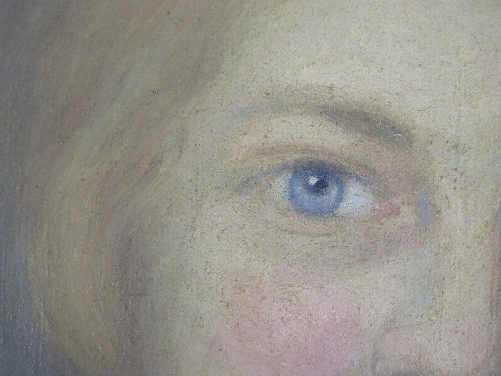 Antique signed painting portrait of a girl oil on canvas 1880 BM1N