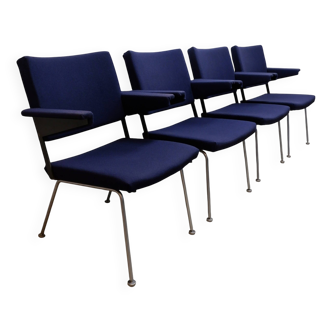 Set of 4 Gispen 1445 arm chairs, 1960s