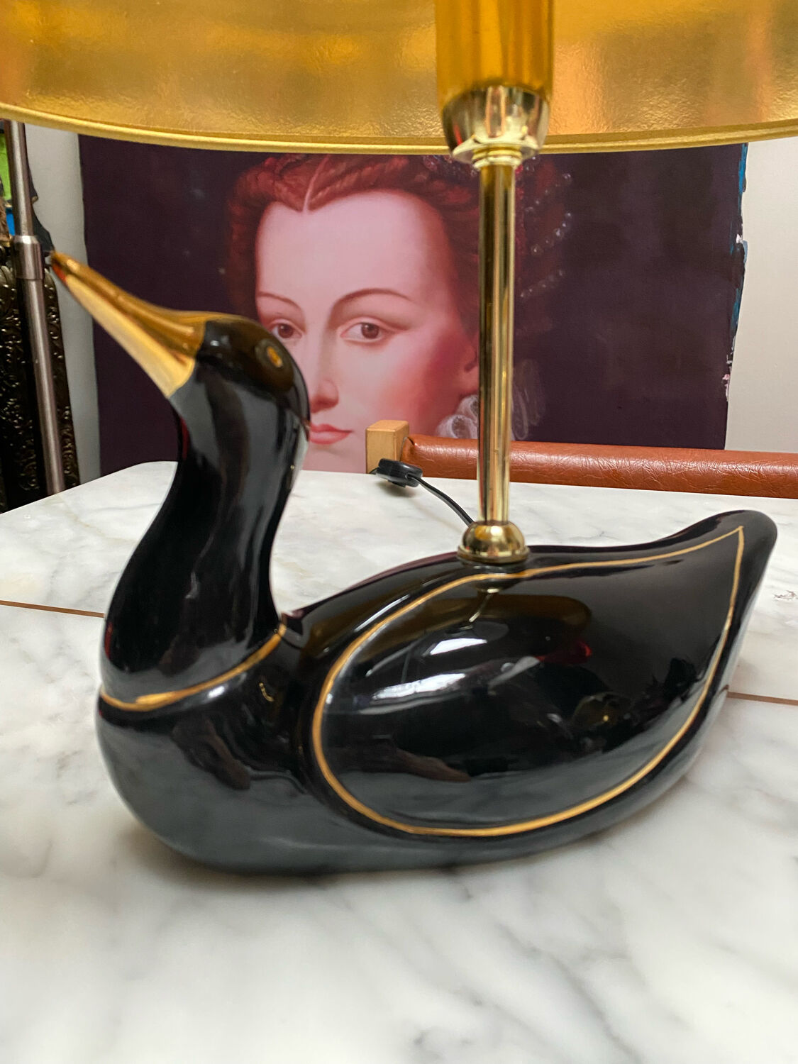 Vintage lamps black and gold duck