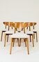 Set of 6 Dining Chairs, Light Beech Wood, White Bouclè Fabric, Modern 