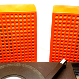 Old thomson stereo record player batteries and vintage sector orange