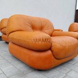 2 fauteuils en cuir cognac Sapporo, Mobil Girgi Italie