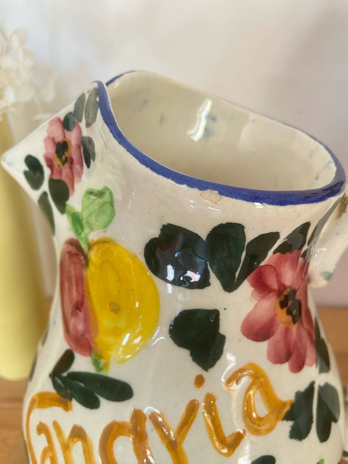 Vintage Hand Painted Ceramic Sangria Jug/Pot