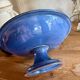 Vintage blue fruit bowl 1980s enamelled stoneware