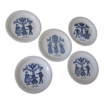 Lot de 5 assiettes à dessert royal sphinx maastricht années 60