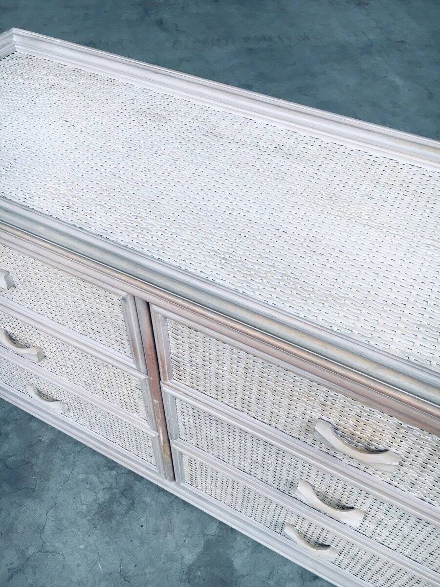 Washed Rattan Chest of Drawers, 1980s