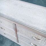 Washed Rattan Chest of Drawers, 1980s