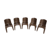 5 chaises Gilac monobloc années 70