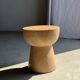 Side table or stool with a semi-spherical top in beige mango wood H50 D45