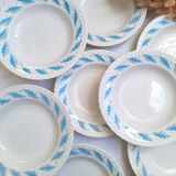 10 Amandinoise soup plates with blue oak leaves
