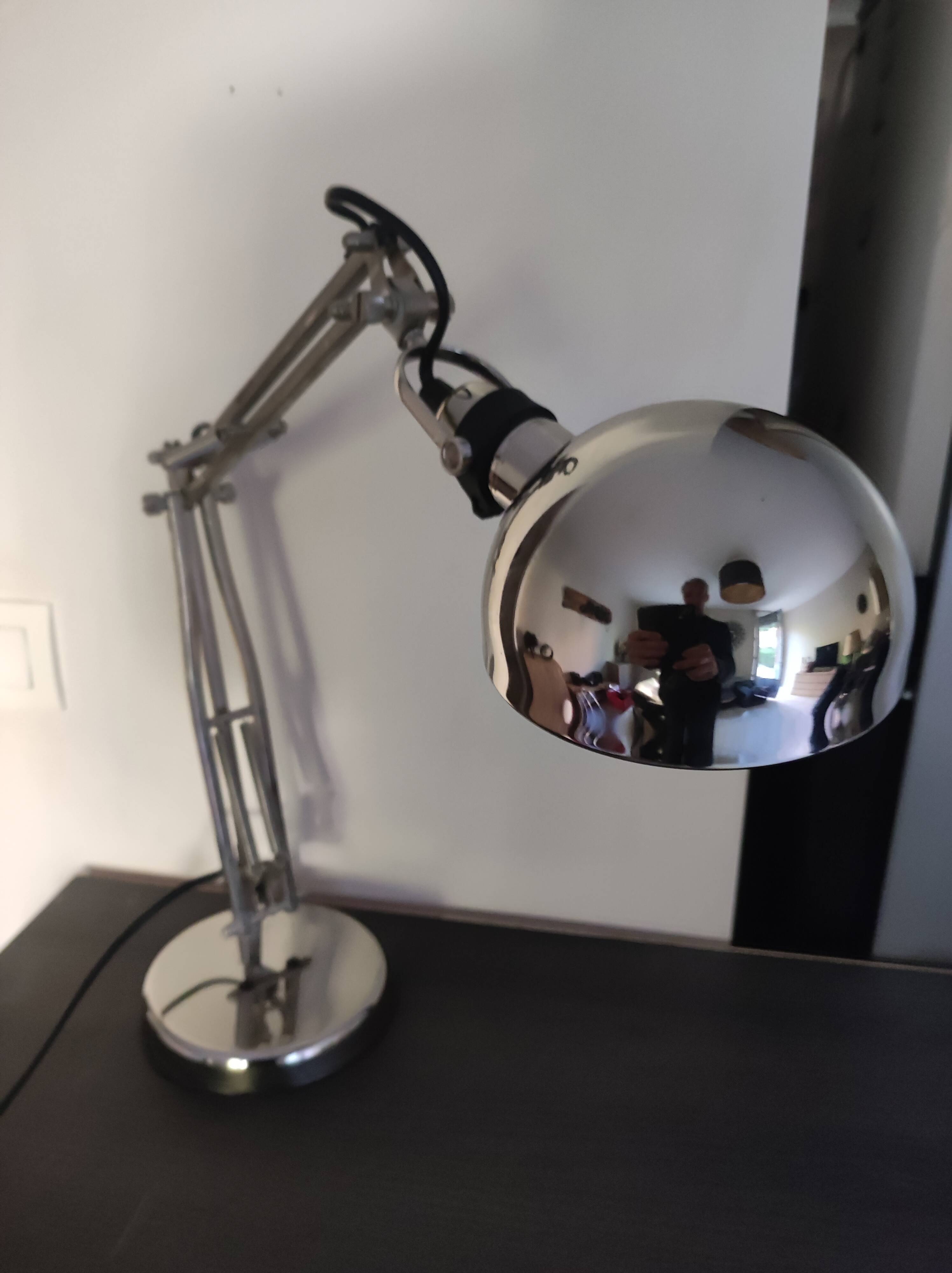 Articulated desk lamp chrome metal workshop style