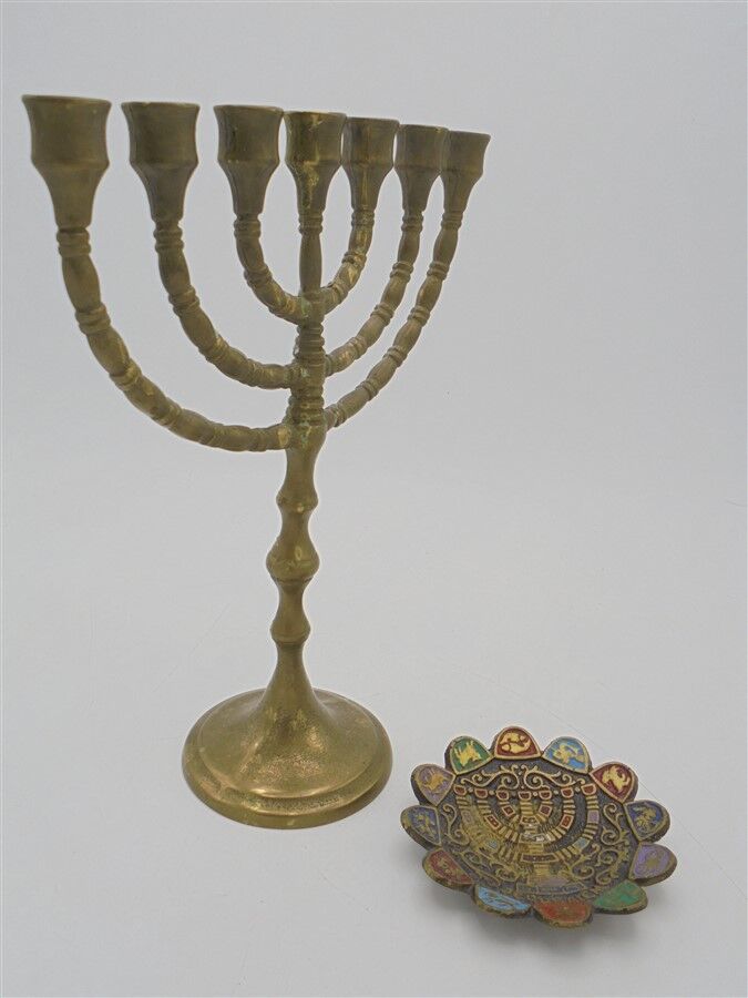 Brass ménorah chandelier