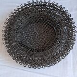 6 black metal serving plates