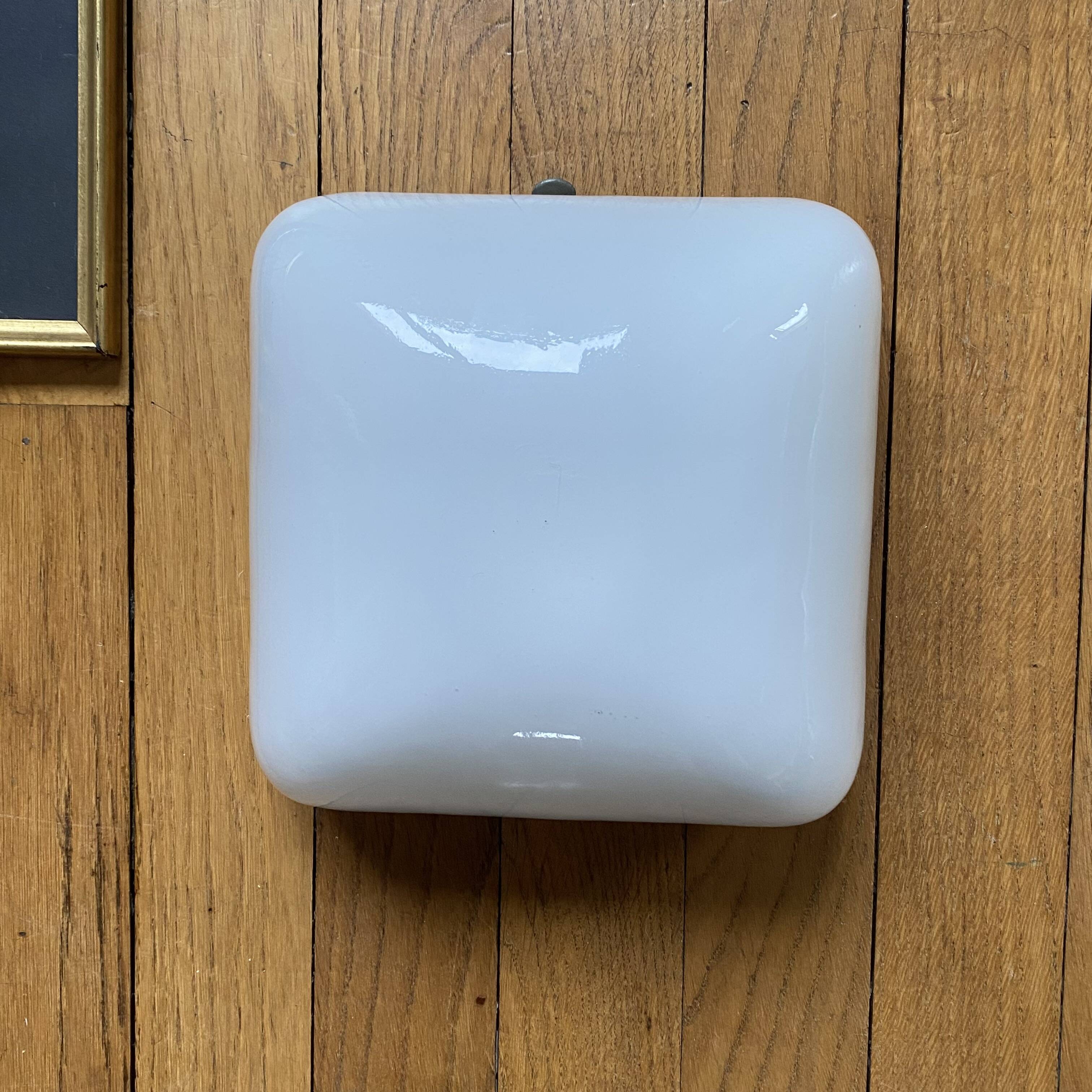 White opaline ceiling light square wall lamp 1960s 1970s