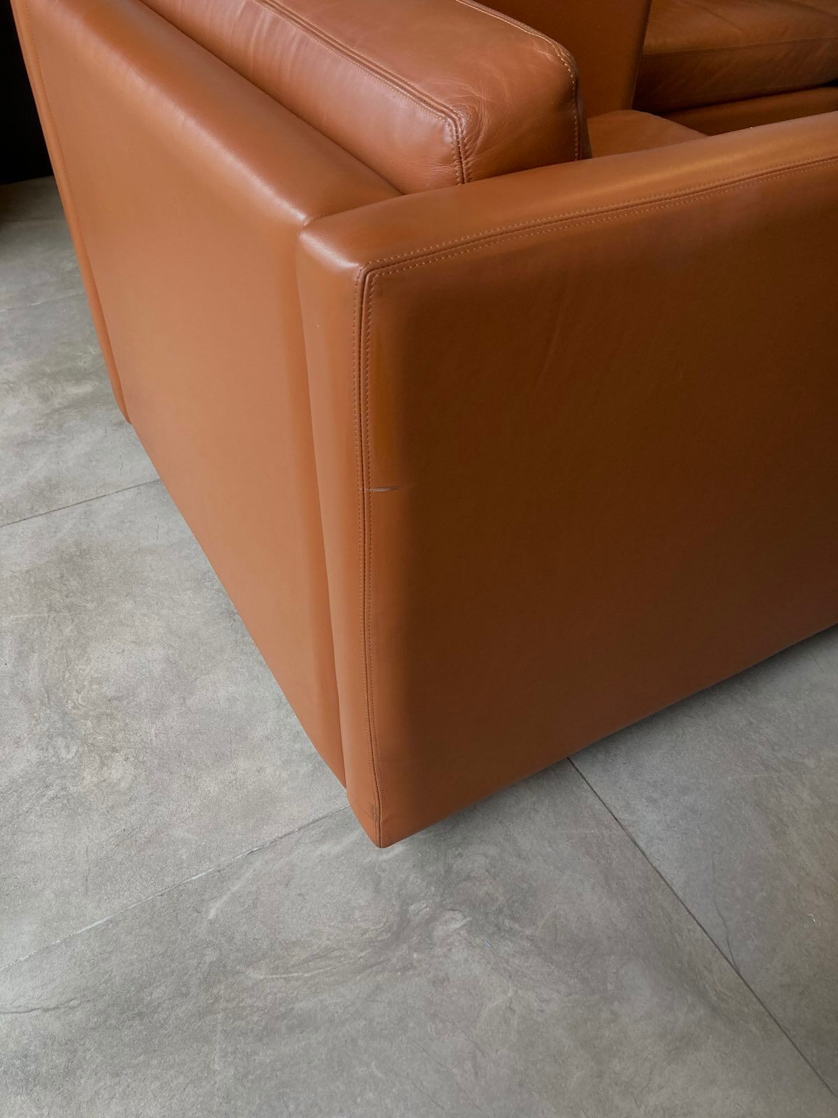 Gold leather salon by Charles Pfister for Knoll 1970