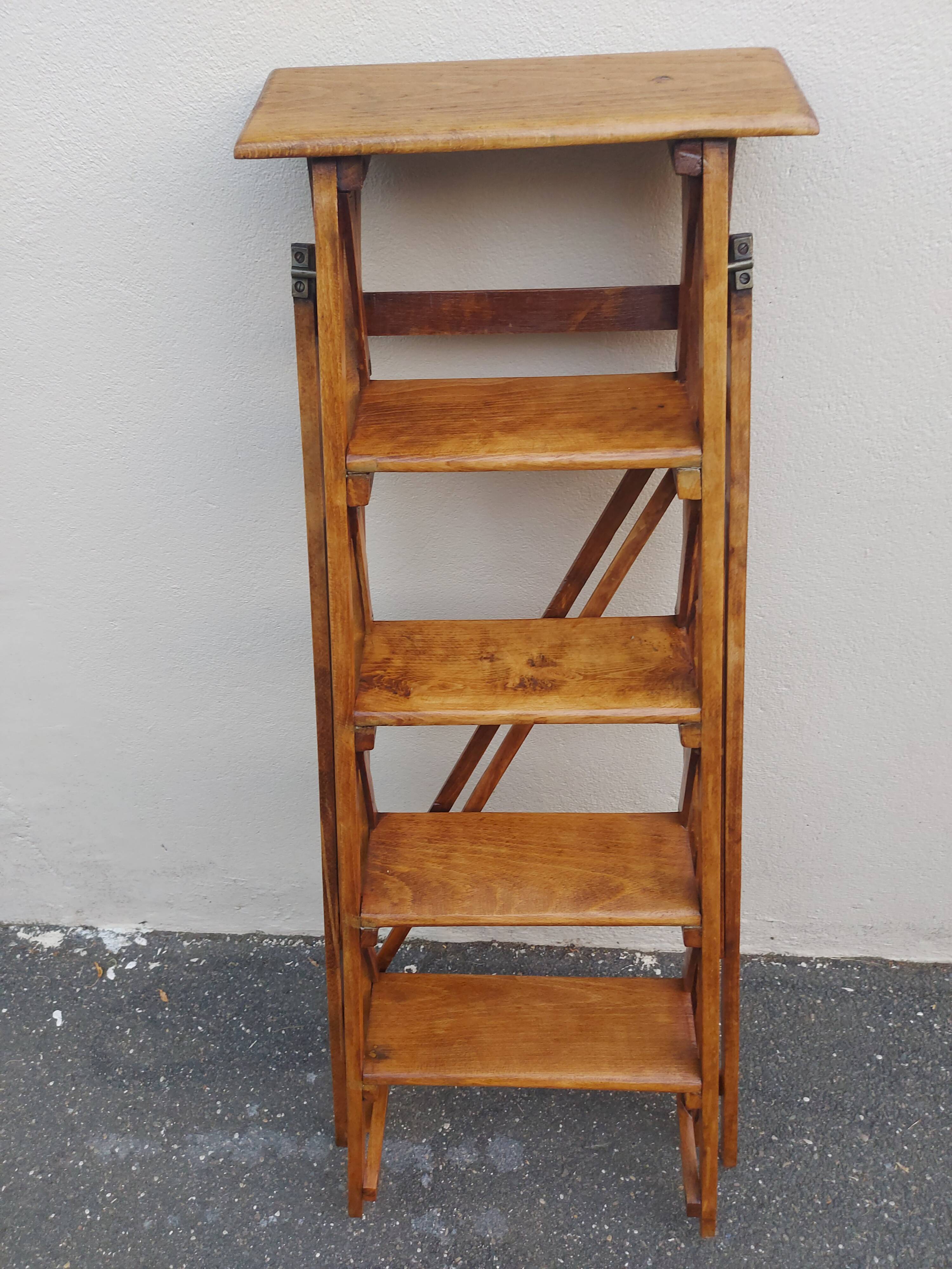 Old and very beautiful restored wooden stepladder 1920/40