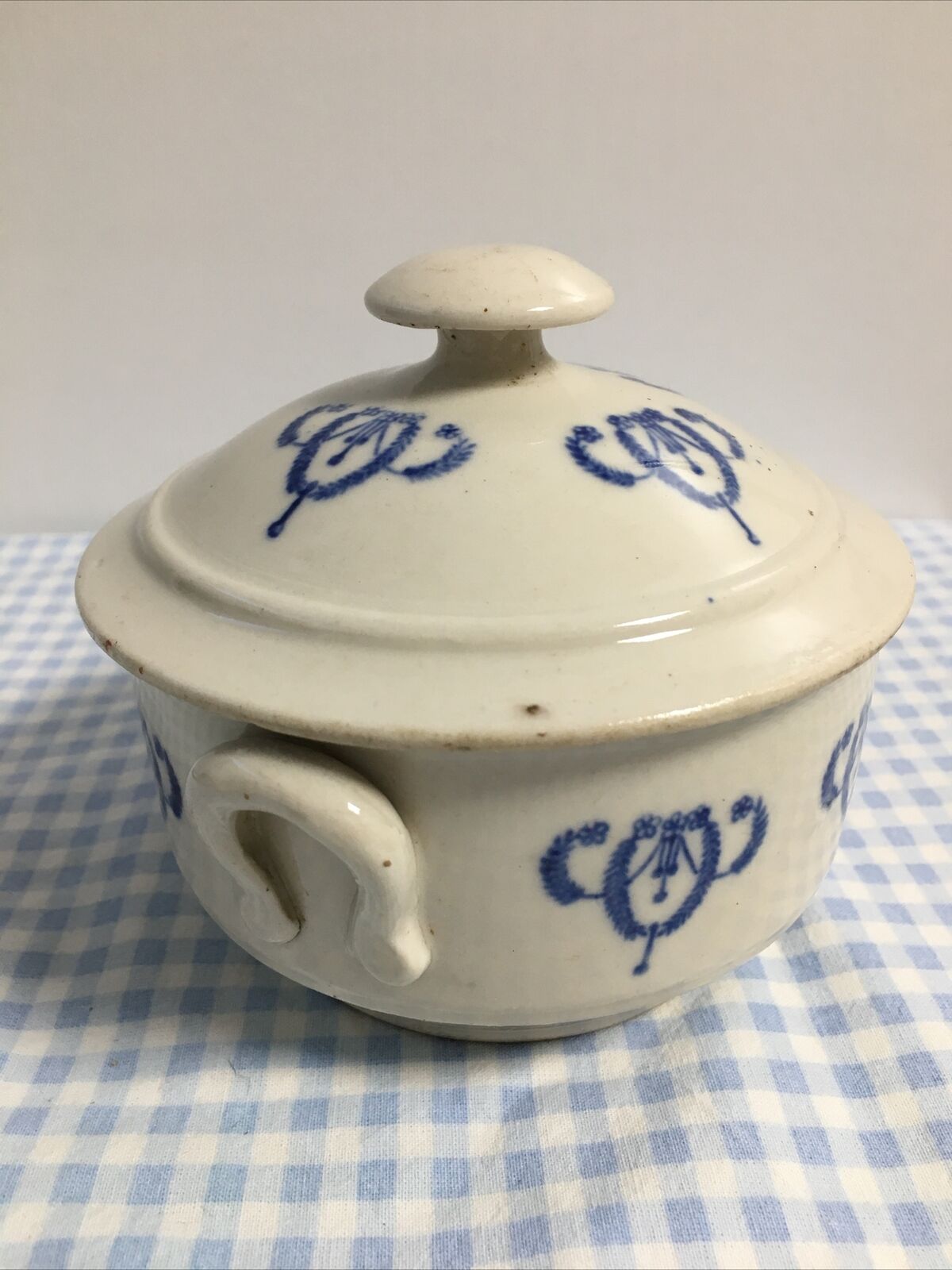 Candy pot covered sugar pot ceramic blue decorations enamelled sandstone