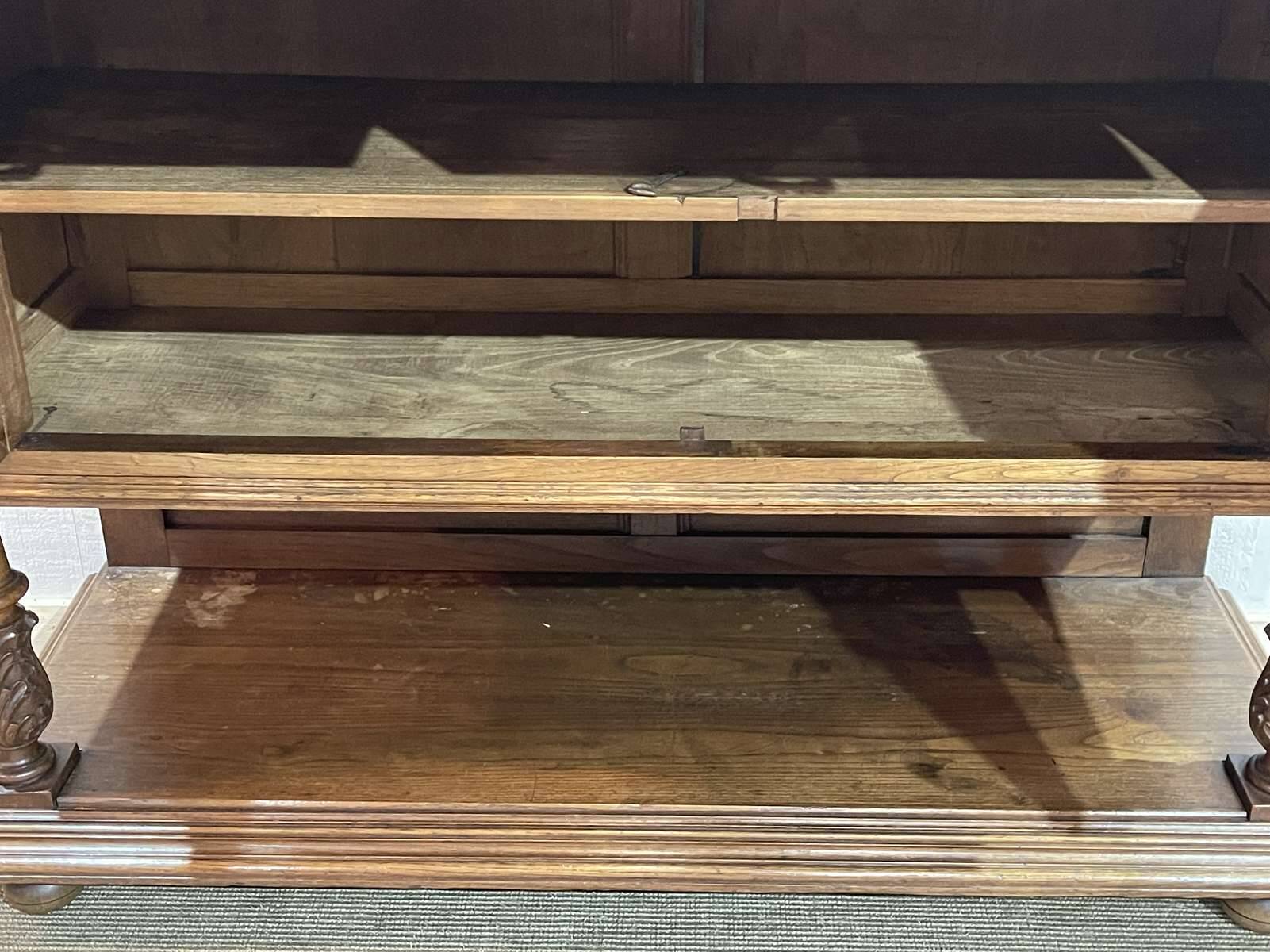 Early 20th century Breton oak serving trolley with a marble top