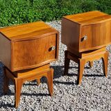 Pair of vintage 50s walnut bedside tables