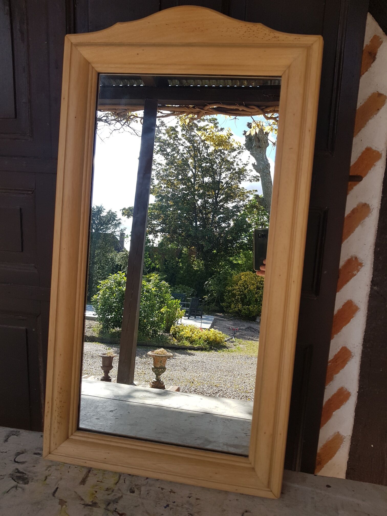 Rectangular mirror solid sandblasted beech 43x76cm