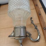 Antique pewter and glass carafe
