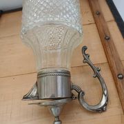 Antique pewter and glass carafe