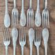 Set of 12 vintage silver-plated metal forks.