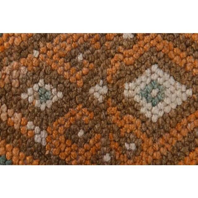 Vintage Turkish hand-knotted wool cotton orange runner rug 83x388