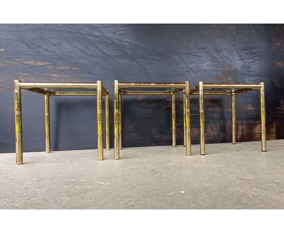 Vintage Lancel House 3 Ends Of Sofa Side Tables In Gilded Brass Bamboo Way Tbe Selency Side Tables In Gilded Brass Bamboo Way, Mansfield Console Table