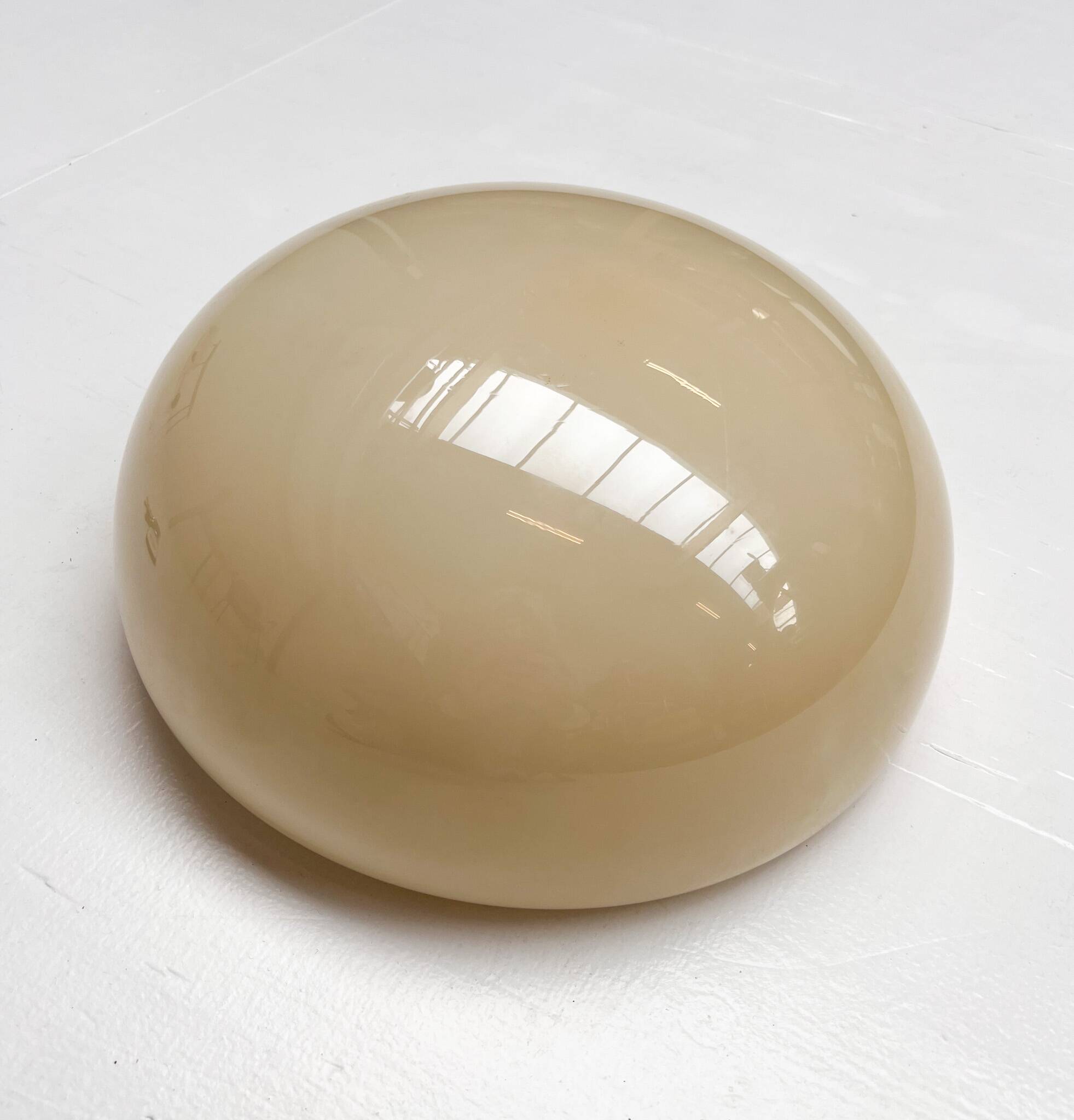 Opaline glass beige ceiling or wall lamp, 1950s