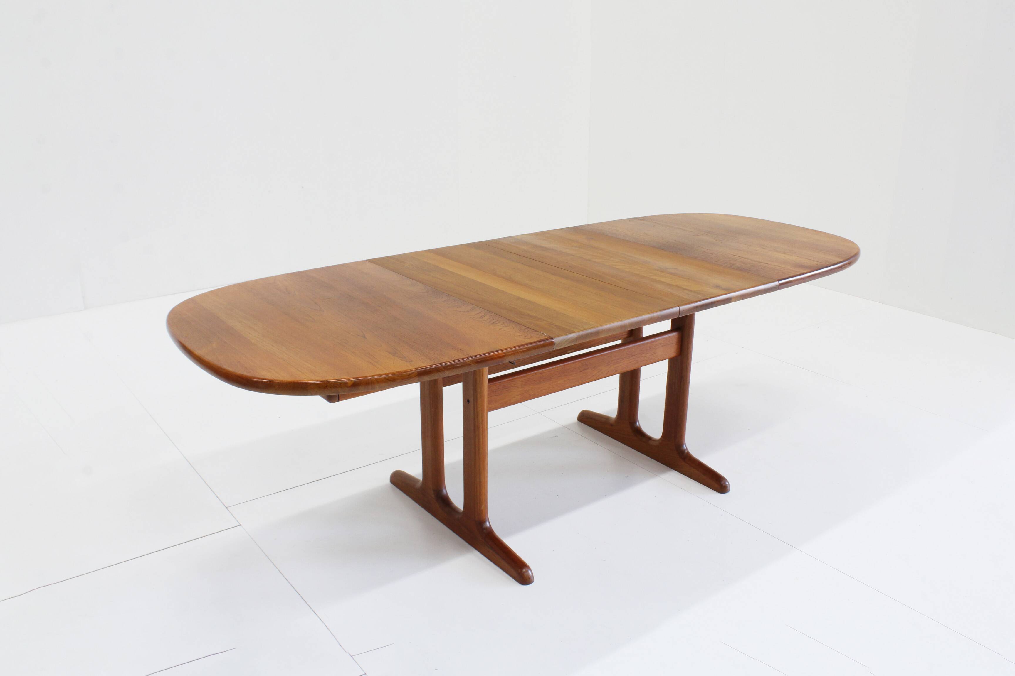 Vintage Glostrup Danish oval extendable dining table solid teak 1960s