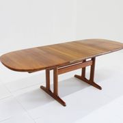 Vintage Glostrup Danish oval extendable dining table solid teak 1960s