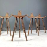 Set of 6 brutalist bar stools, 1960s