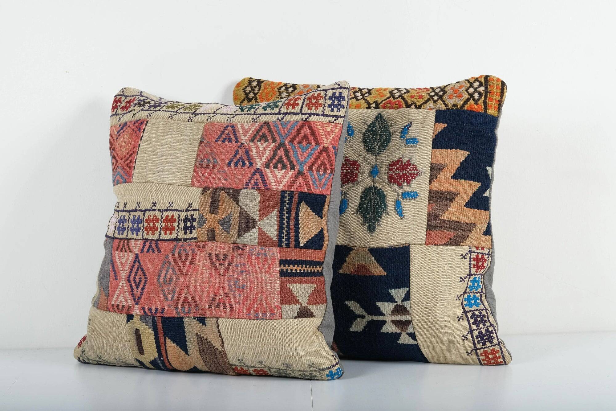 Set of 2 vintage kilim cushion covers 51x51 cm