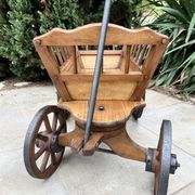 19th century cart in wood and wrought iron, garden cart, storage