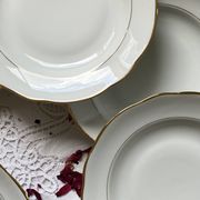 6 deep plates white porcelain with gold decoration Sologne Lamotte