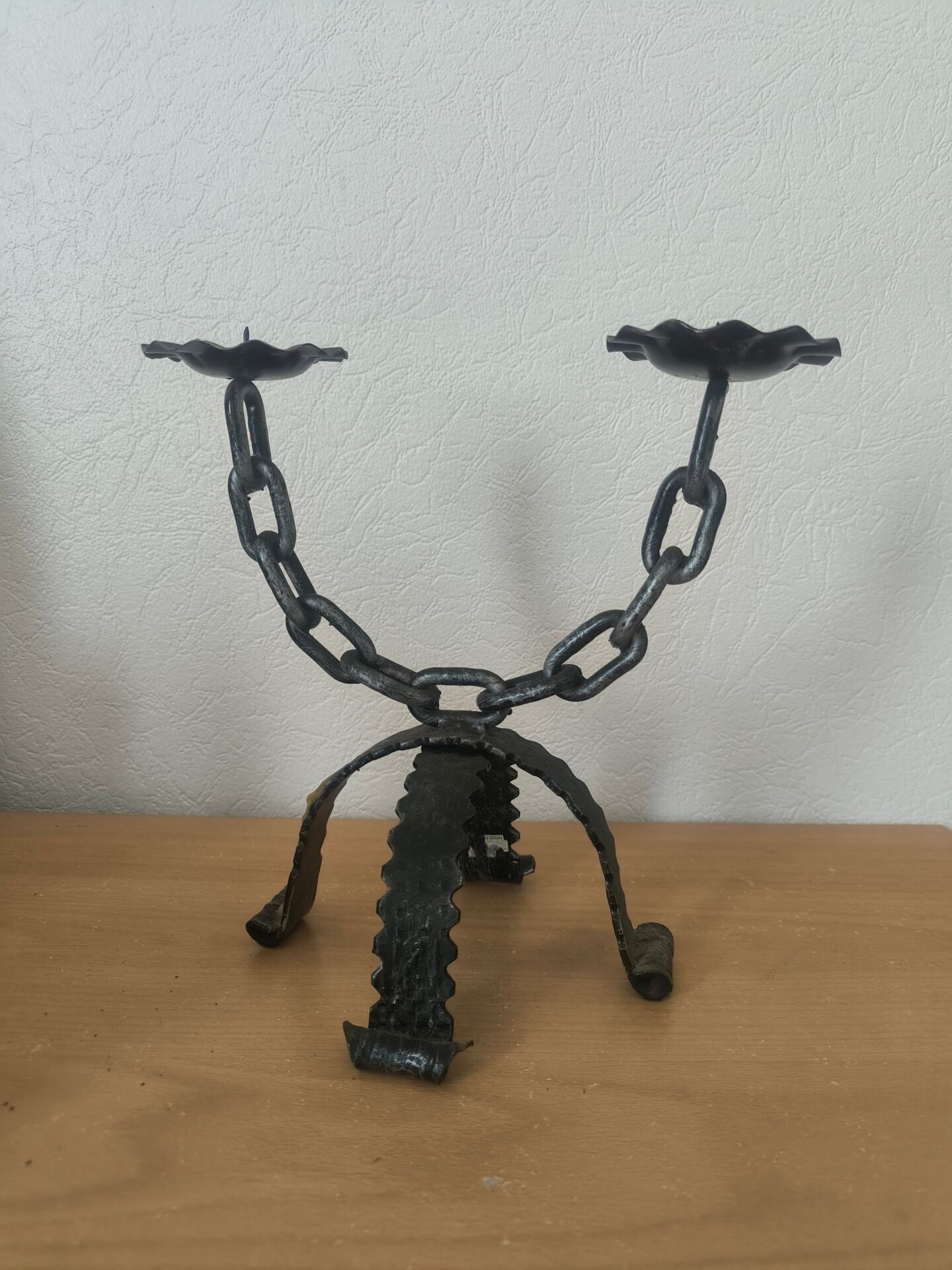 Brutalist wrought iron chandelier