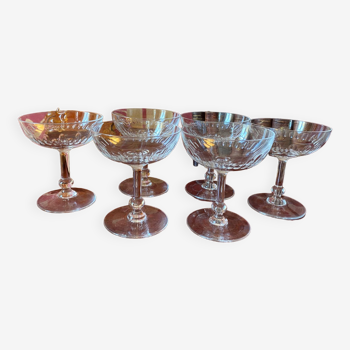 6 1920's crystal champagne glasses