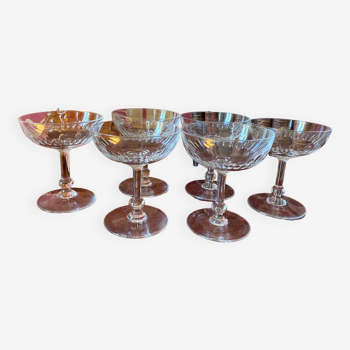 6 coupes à champagne en cristal 1920’s