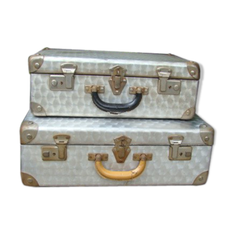 Lot of two old aluminum suitcase