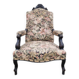 Napoleon III period armchair with floral tapestry, 19th century