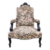 Napoleon III period armchair with floral tapestry, 19th century
